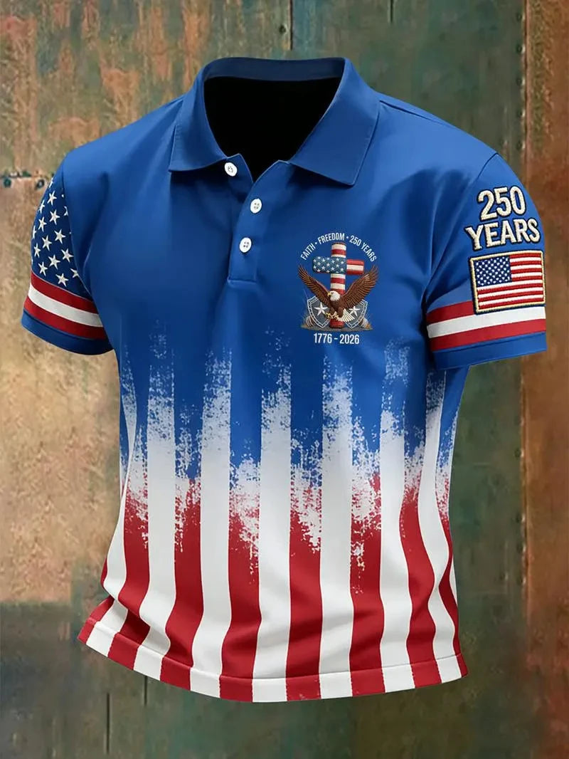 New America 250th Anniversary Polo Shirt USA Flag 1776–2026 Patriotic Shirt American Independence Day Apparel Fourth Of July