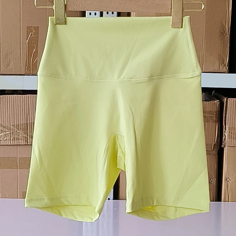 Solid Color Women Fitness Sports Short High Waist Yoga Short Cycling Comprehensive Training Jog Squat Proof Internal Pockets