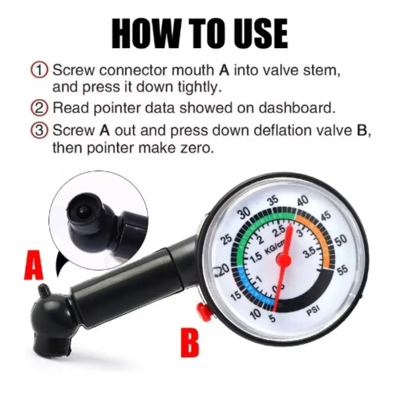 Car Tire Pressure Gauge Tyre Deflation Pointer Auto Tire Inflation Pressure Gauge Measurement High Precision Meter Detector