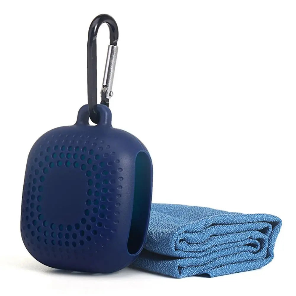 With Silicone Case Quick Drying Towel Pocket Super Absorbent Sports Towel Solid Color Portable Microfiber Towel