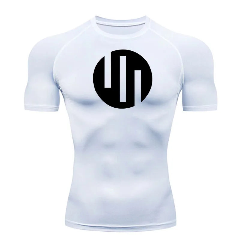 New Gym Short Sleeve Running T-Shirt Men's Compression Long Sleeve Shirt Sun Protection Quick Drying Sports Top Black Sportswear