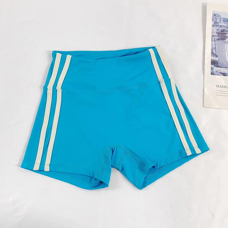 Women's High-Waisted Slim-Fit Yoga Shorts - Color-Block, Butt-Lifting, Breathable & Quick-Dry for Running, Training & Fitness