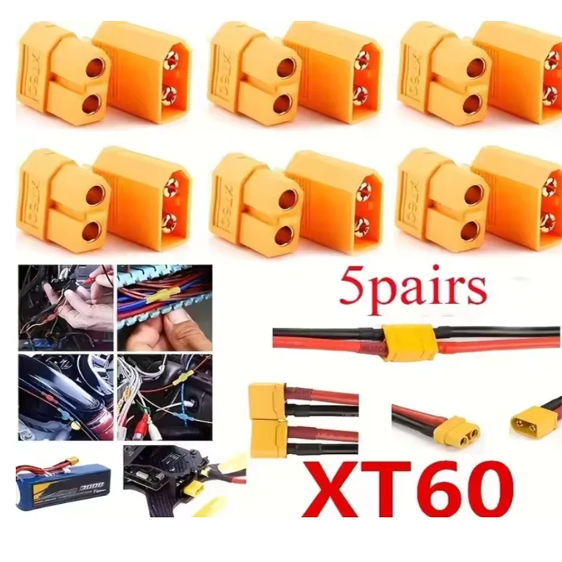 10PCS XT60 Battery Connector Male Plug Gold-plated Connector DIY Connecting Part for RC Aircraft Drone Accessories
