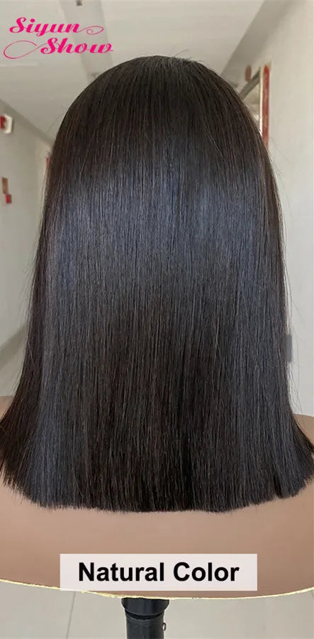 Bone Straight HD Lace Frontal Wig Raw Vietnamese Hair Double Drawn Short Bob Human Hair Wigs For Women Pre Plucked Ombre Brown