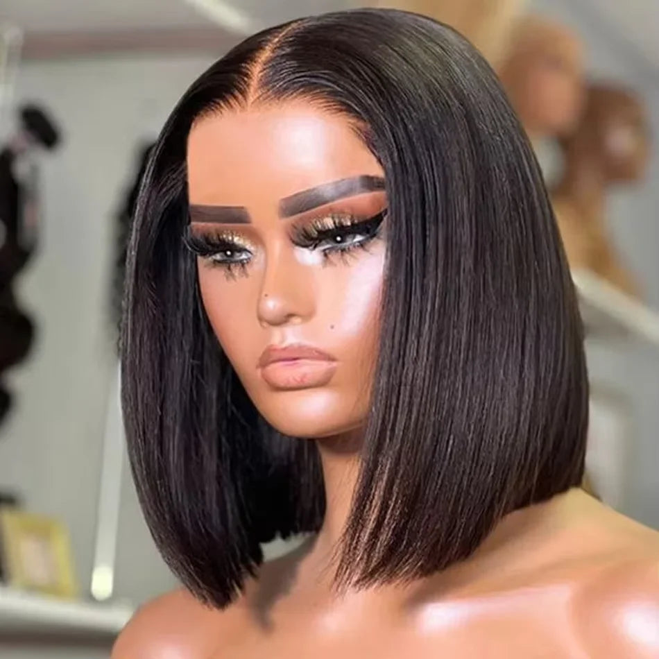 Wear And Go Glueless Bob Wig Human Hair Pre Plucked Pre Cut 5X5 Hd Transparent Lace Front Wigs For Women Straight Short Bob Wigs