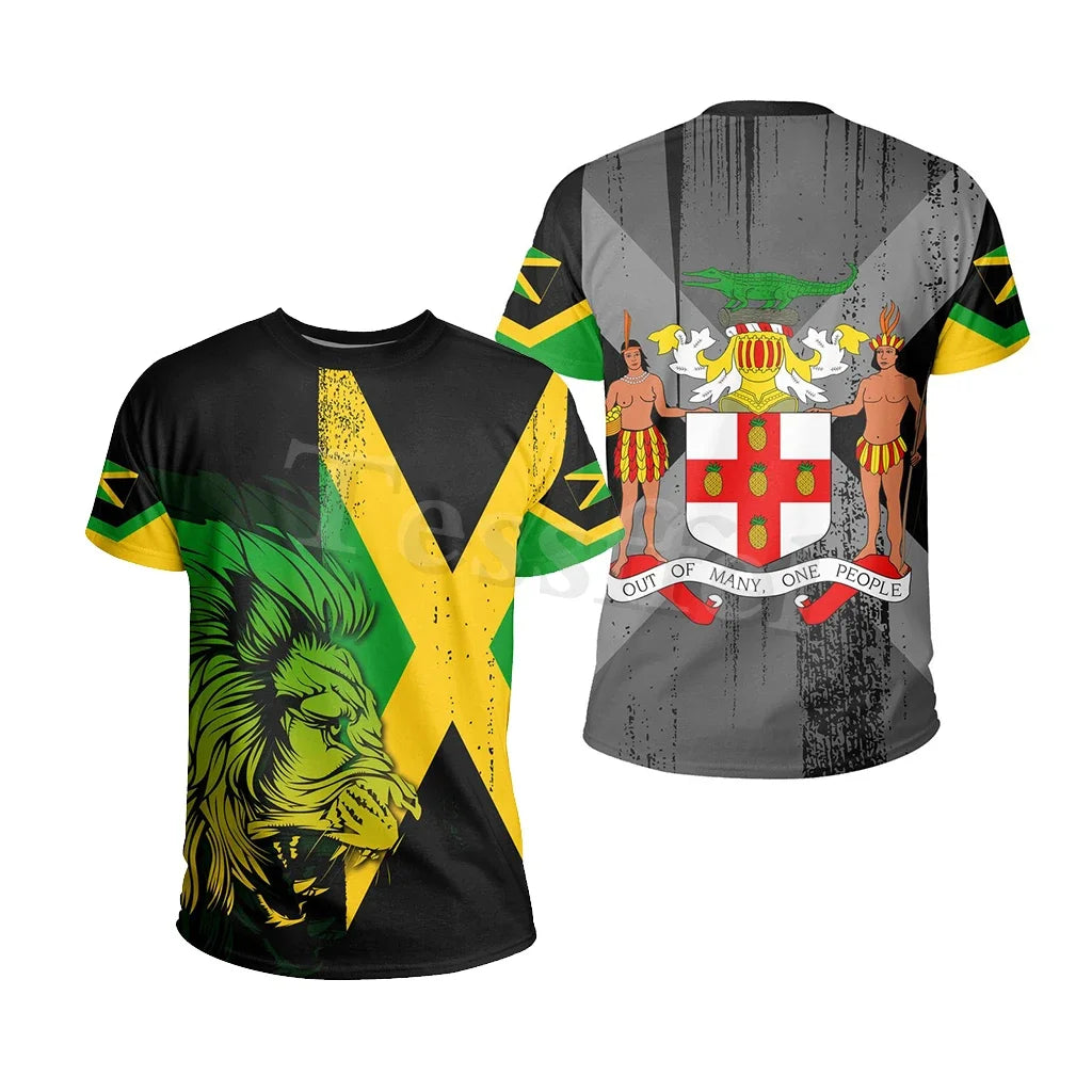 Tessffel Jamaica Lion Emblem Summer New Fashion 3D Print Tops Tee Tshirt Men Women Short Sleeve T shirt Streetwear Style-4
