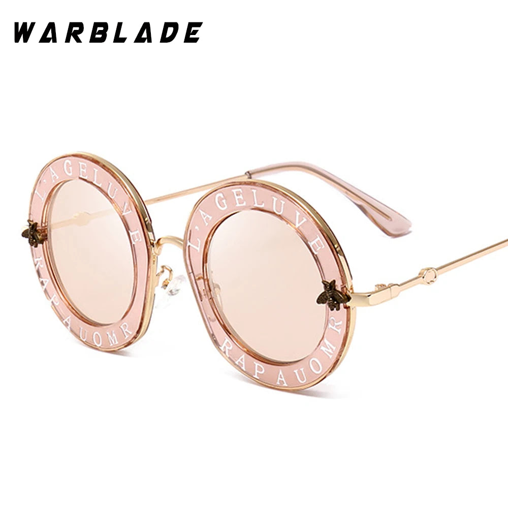 2020  Fashion Bees Retro Round Letters Transparent Frame Tint Lens Sunglasses Trending Ladies Summer Sun Glasses