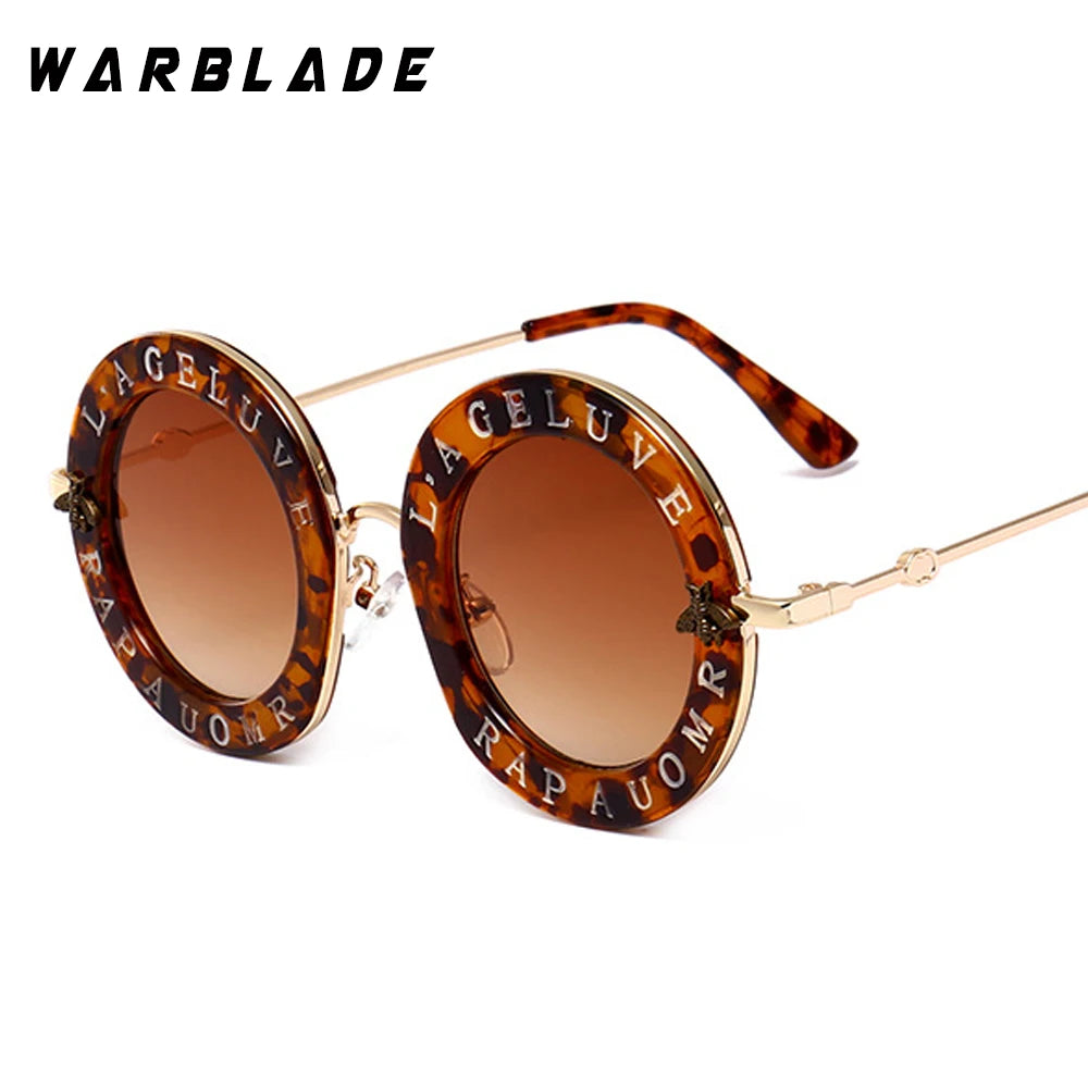2020  Fashion Bees Retro Round Letters Transparent Frame Tint Lens Sunglasses Trending Ladies Summer Sun Glasses