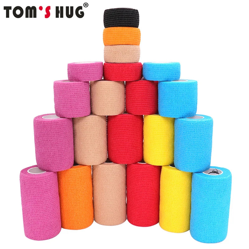 18 Colors Colorful Athletic Wrap Tape Self Adhesive Elastic Bandage Bands Sports Protector For Knee Finger Ankle Palm Pet