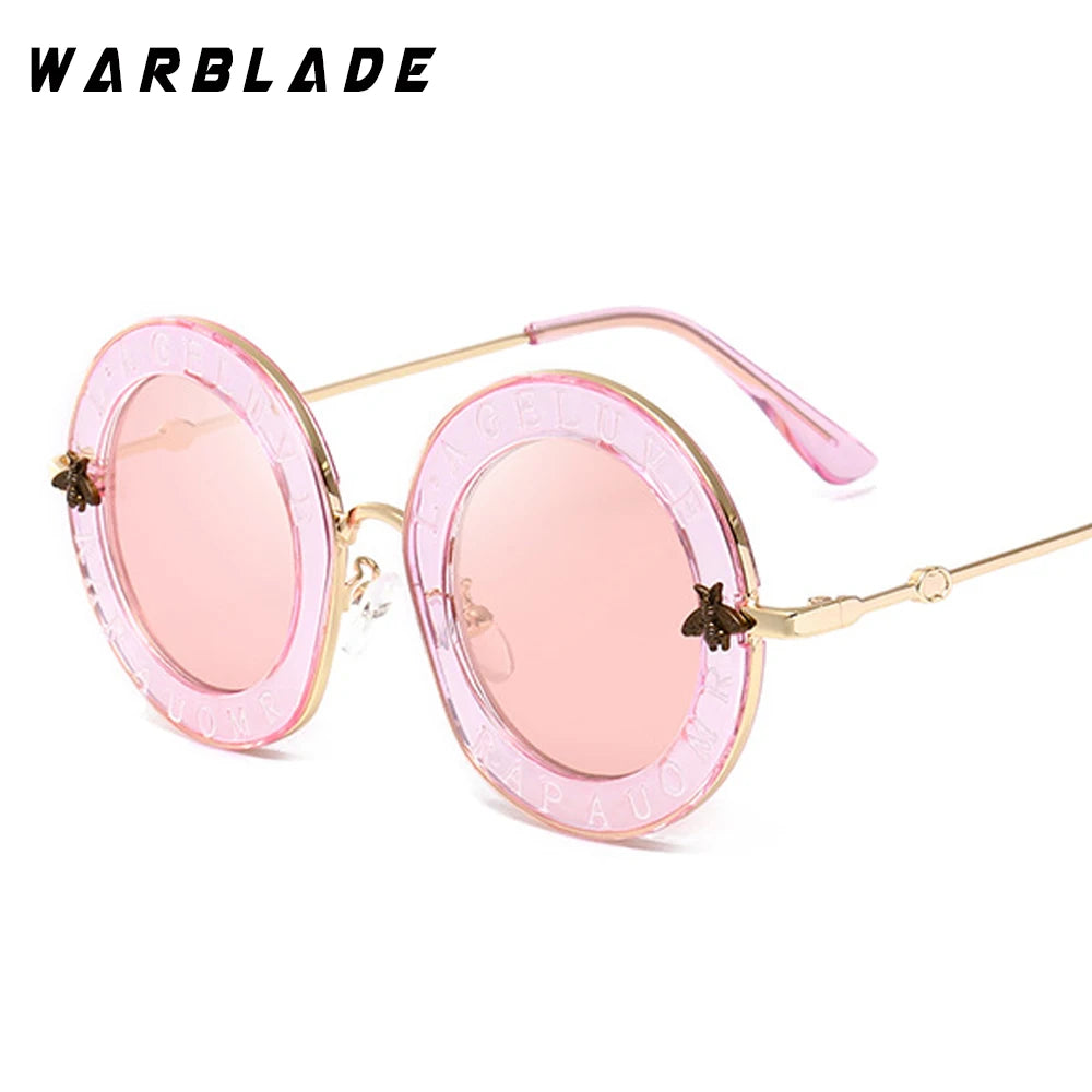 2020  Fashion Bees Retro Round Letters Transparent Frame Tint Lens Sunglasses Trending Ladies Summer Sun Glasses