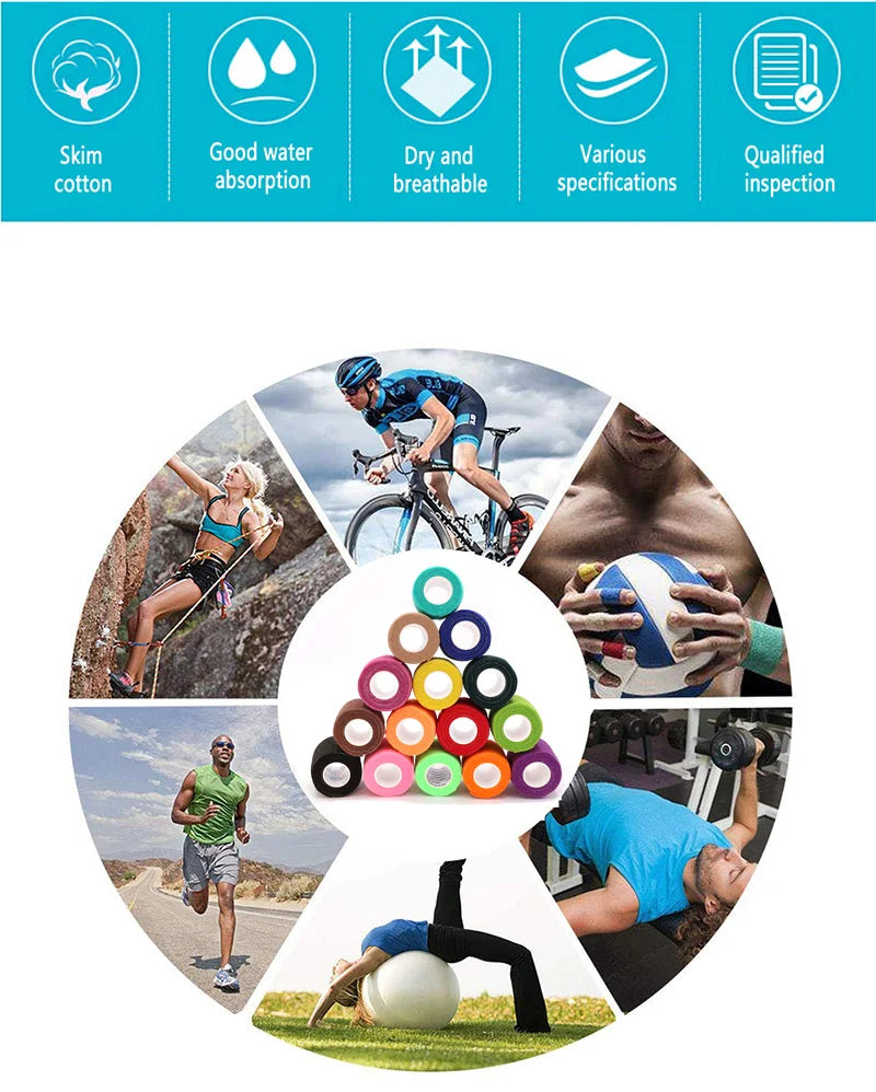 18 Colors Colorful Athletic Wrap Tape Self Adhesive Elastic Bandage Bands Sports Protector For Knee Finger Ankle Palm Pet