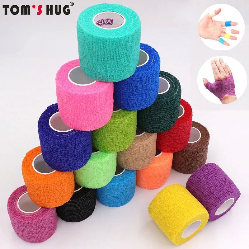 18 Colors Colorful Athletic Wrap Tape Self Adhesive Elastic Bandage Bands Sports Protector For Knee Finger Ankle Palm Pet