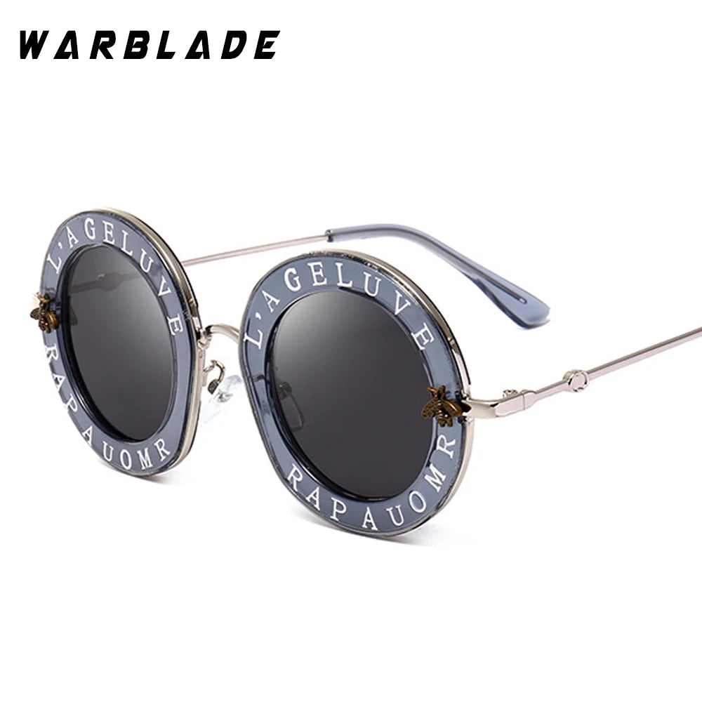 2020  Fashion Bees Retro Round Letters Transparent Frame Tint Lens Sunglasses Trending Ladies Summer Sun Glasses