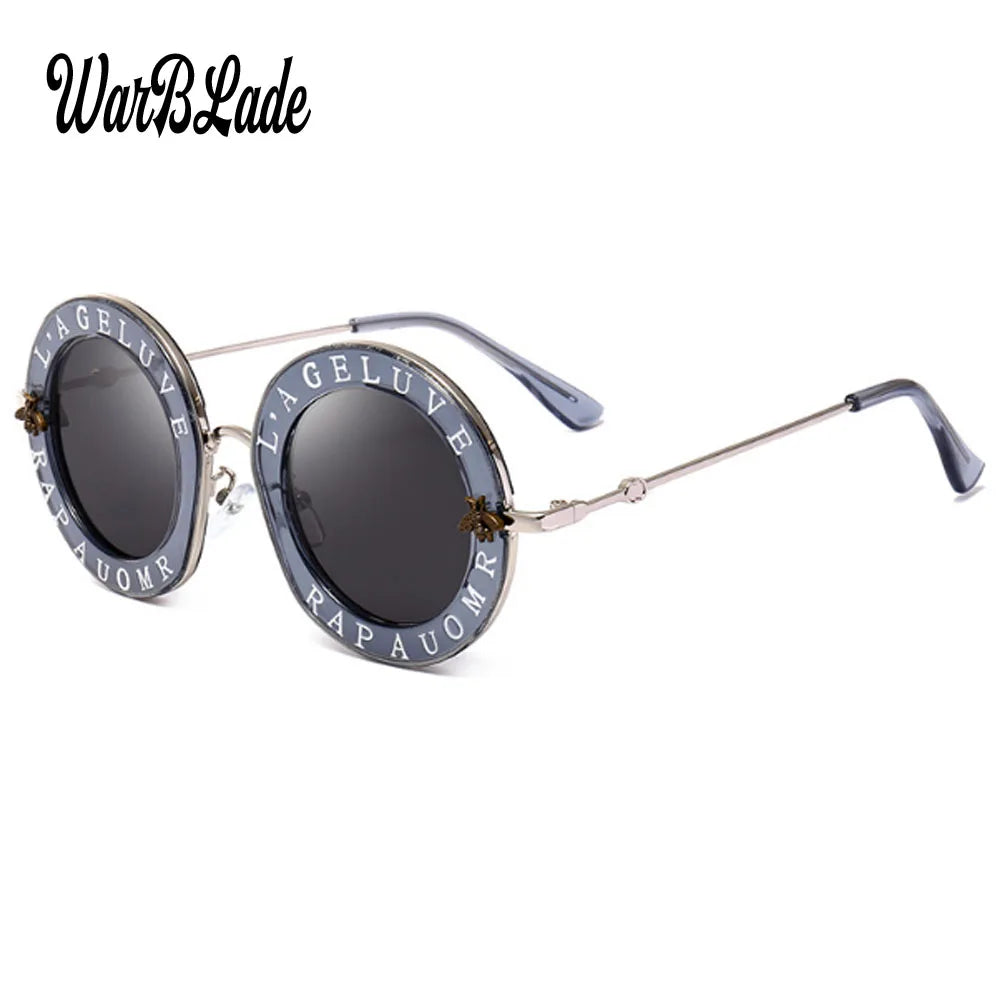 2020  Fashion Bees Retro Round Letters Transparent Frame Tint Lens Sunglasses Trending Ladies Summer Sun Glasses