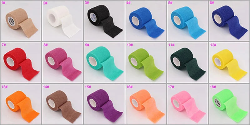 18 Colors Colorful Athletic Wrap Tape Self Adhesive Elastic Bandage Bands Sports Protector For Knee Finger Ankle Palm Pet