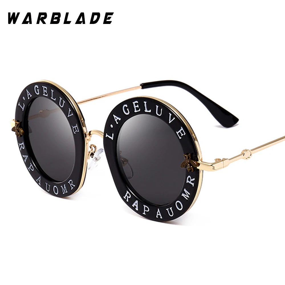 2020  Fashion Bees Retro Round Letters Transparent Frame Tint Lens Sunglasses Trending Ladies Summer Sun Glasses