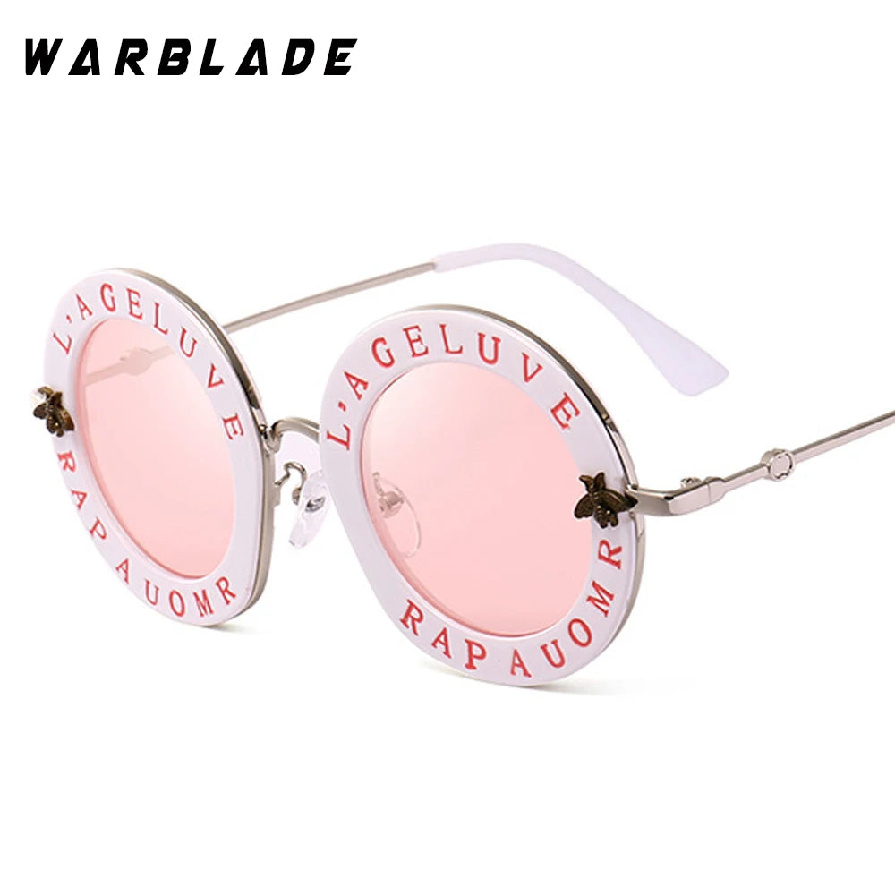 2020  Fashion Bees Retro Round Letters Transparent Frame Tint Lens Sunglasses Trending Ladies Summer Sun Glasses