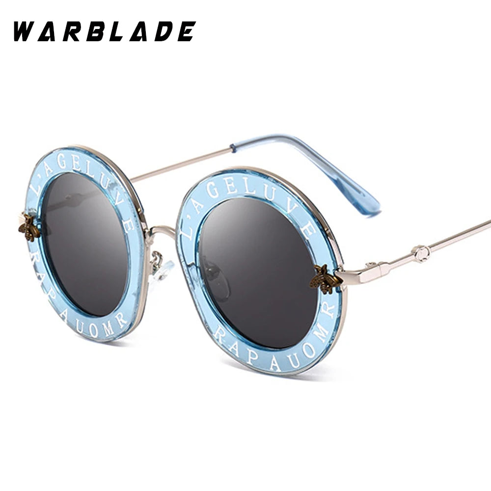 2020  Fashion Bees Retro Round Letters Transparent Frame Tint Lens Sunglasses Trending Ladies Summer Sun Glasses