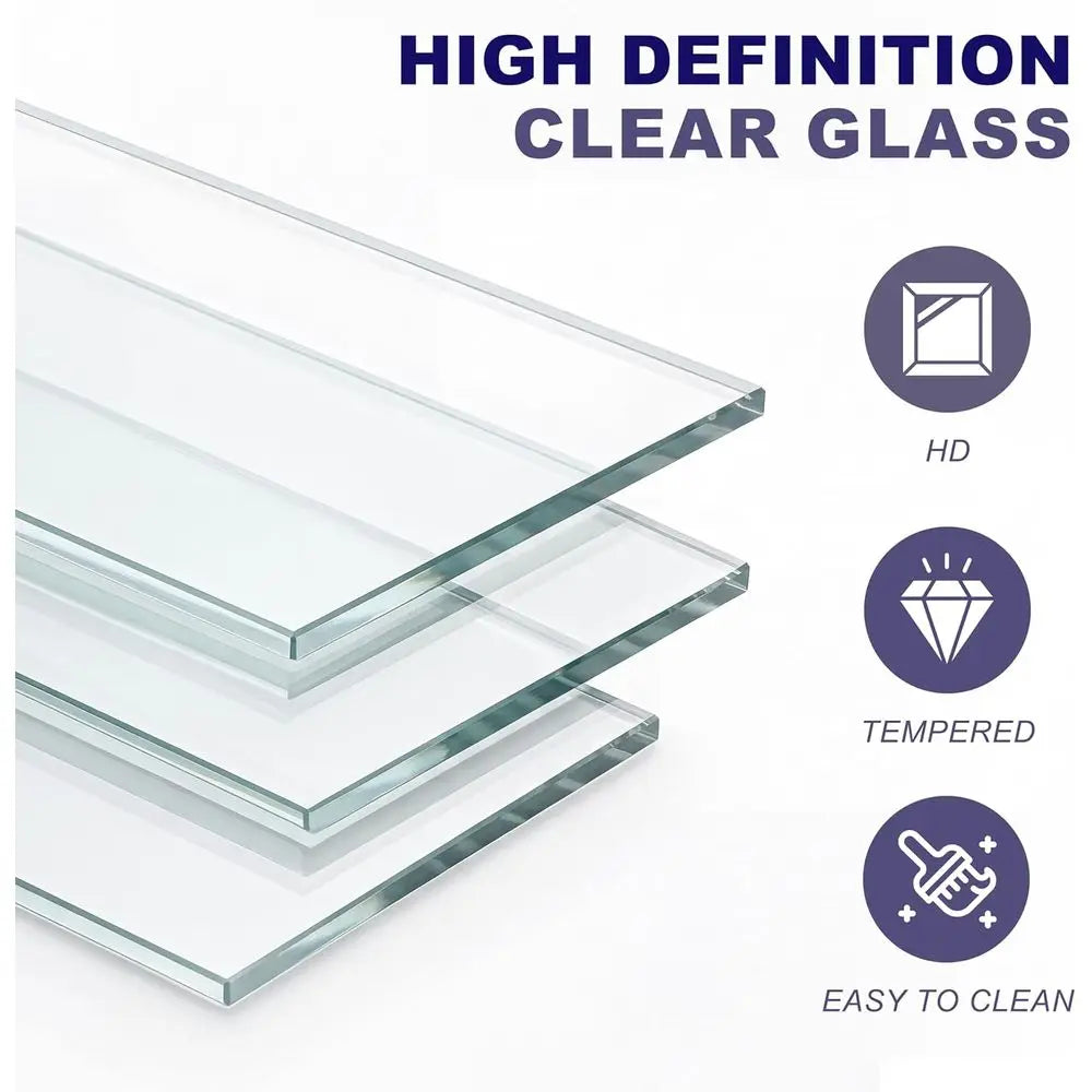Illuminated Glass Display Cabinet with Two Drawers, 3-Tier Storage Hutch, Wooden Showcase for Dining Room and Kitchen