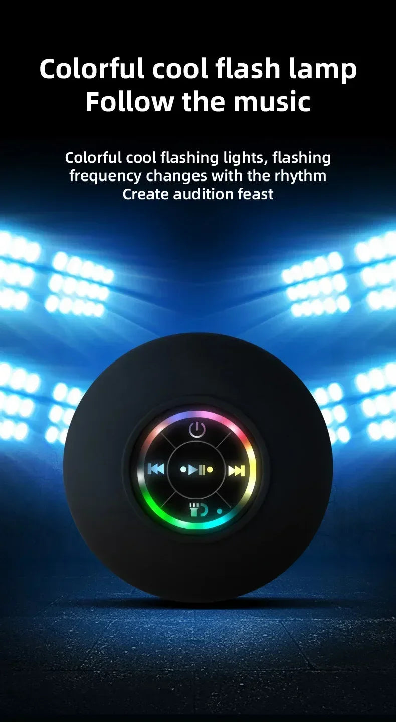 Mini suction cup Bluetooth speaker waterproof hands-free microphone for indoor bathrooms, swimming pools and beaches