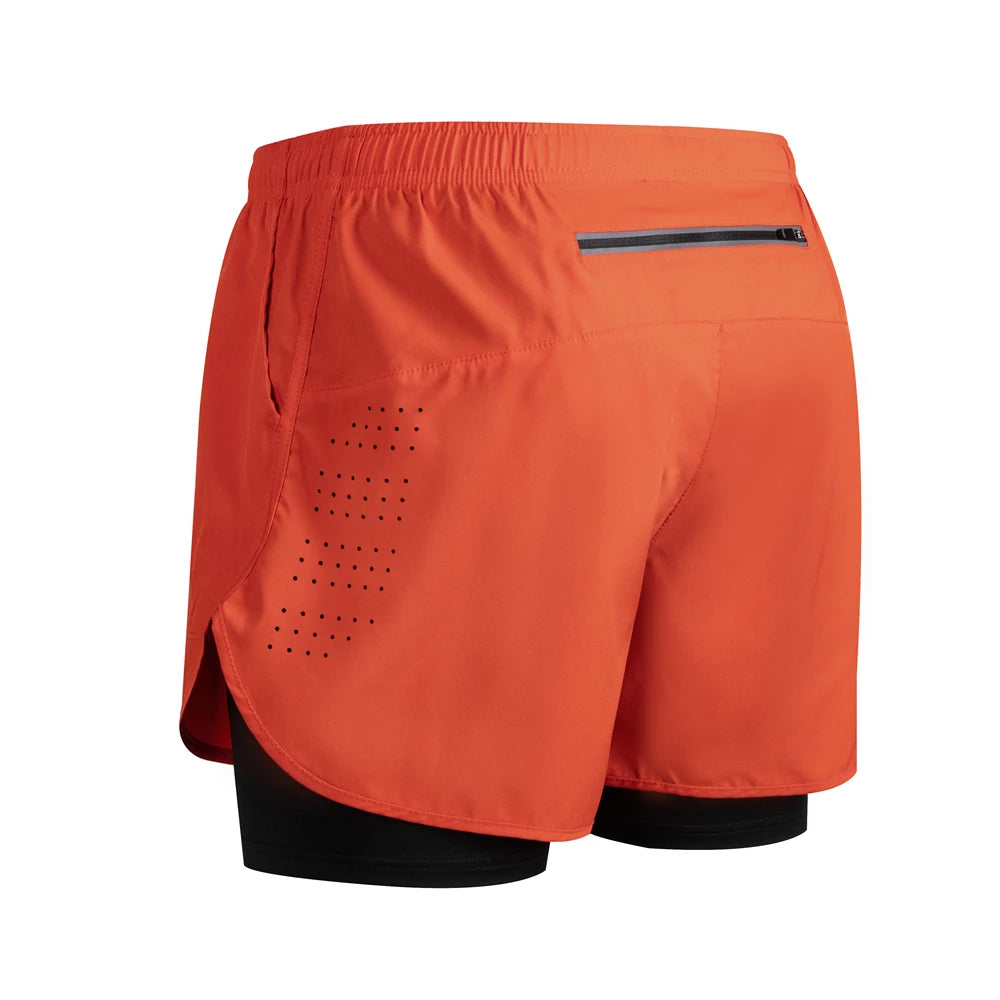 New men's running double-layer shorts quick-drying fitness 2-in-1 shorts men's sports workout training bodybuilding shorts male