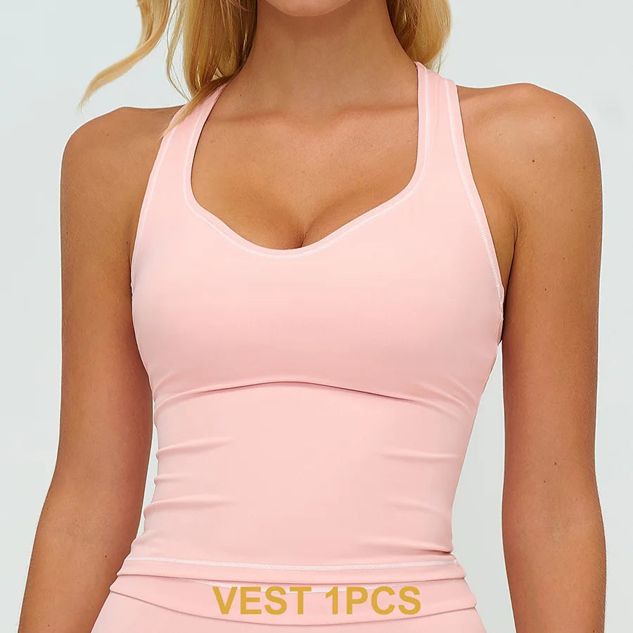 Women Yoga Set Tracksuit Sportswear Workout Athletic Wear Gym Vest Shorts Legging Fitness Bra Crop Top Long Sleeve Sports Suits
