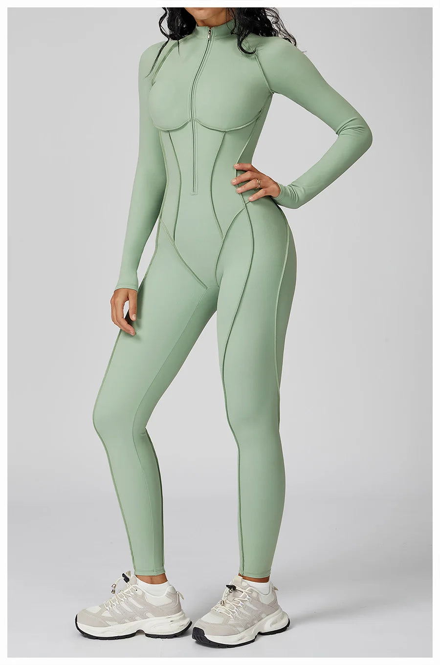 New Autumn/Winter Women One-piece Seamless Yoga Jumpsuits leggings Long-sleeved Zipper Slim Fit Sports Fitness Outfit Tracksuits
