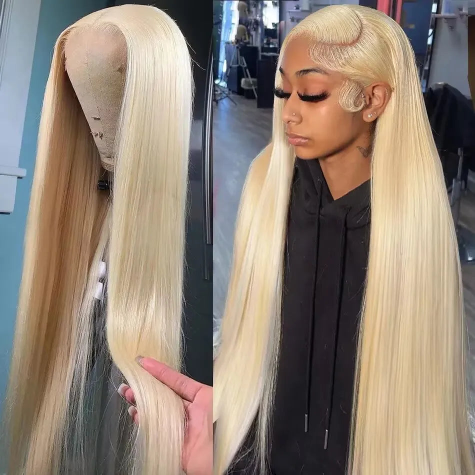 13x6 HD Transparent 613 Blonde Lace Frontal Human Hair Wigs Brazilian Straight Lace Front Human Hair Wigs Can Be Dyed Any Color