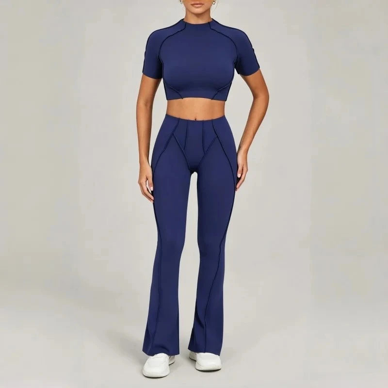 Seamless Yoga Sets Sports Fitness Hip-lifting High Waist Skinny Long-sleeved Suit Running Workout Gym Leggings Sets for Women