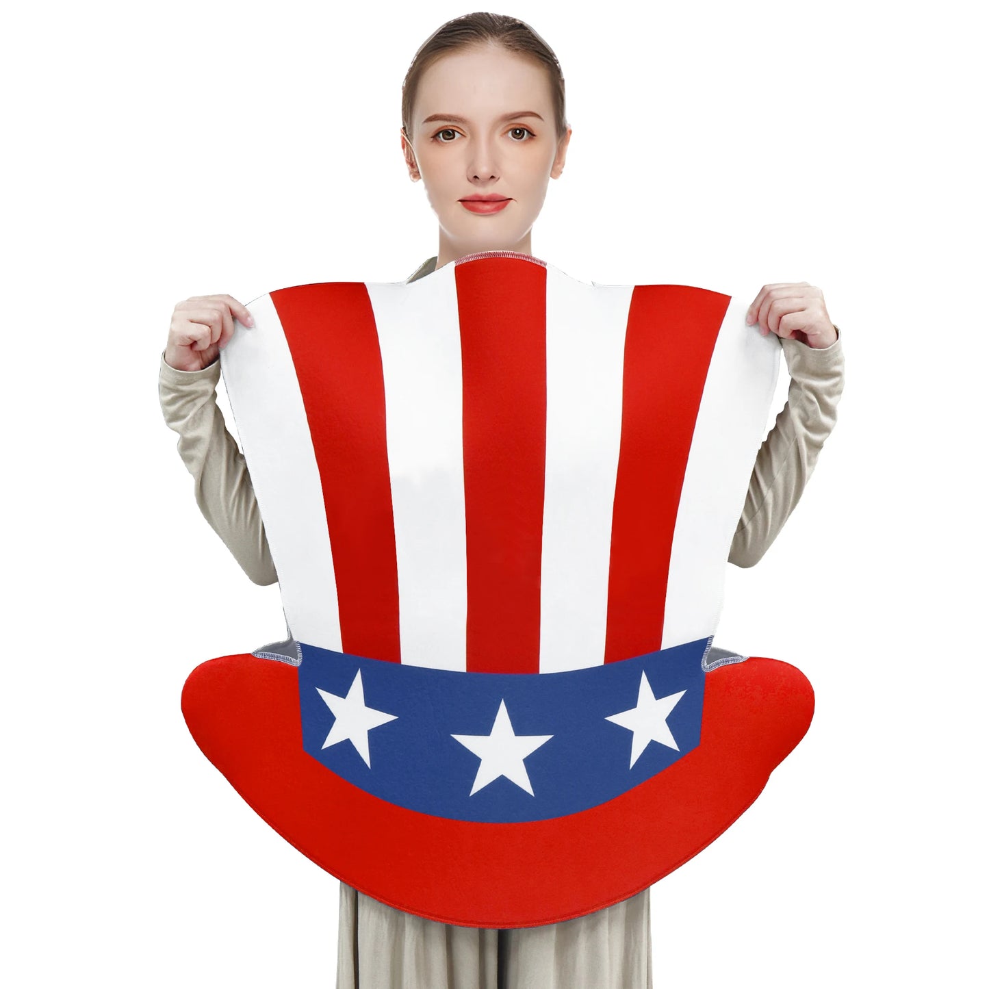 [You're My Secret] Uncle Sam Hat Shaped Costume USA Stars Stripes Funny Novelty Outfit 4th of July Printed Patriotic Dress Up
