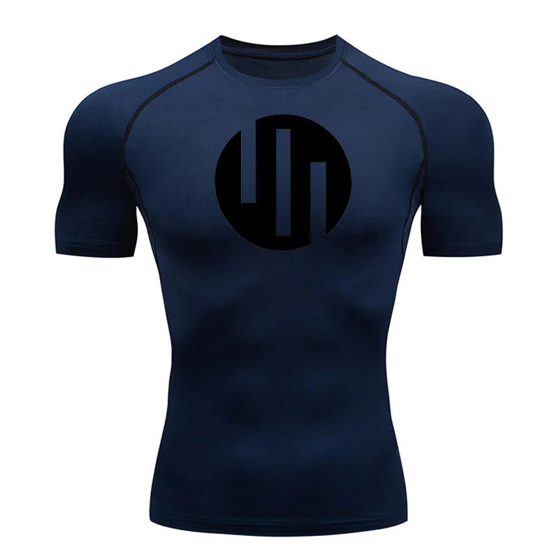 New Gym Short Sleeve Running T-Shirt Men's Compression Long Sleeve Shirt Sun Protection Quick Drying Sports Top Black Sportswear