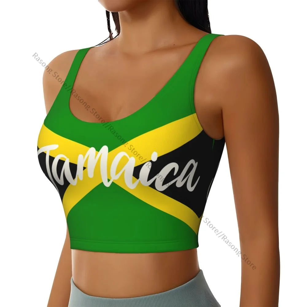 Sports Bra Women Running Yoga Clothes Vest Jamaica Flag Gathering Fitness Vest
