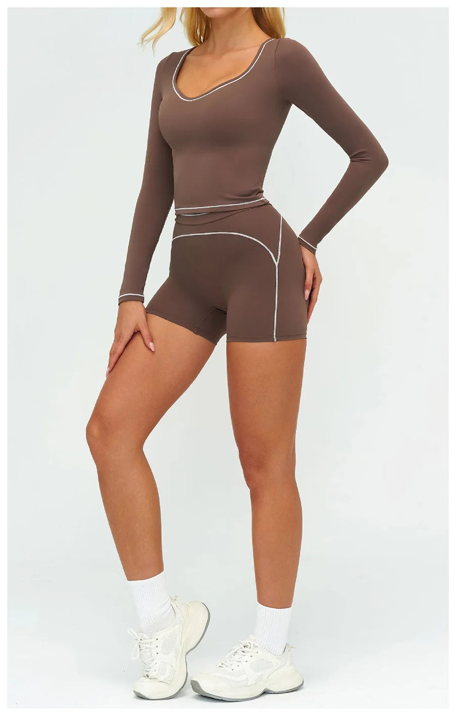 Women Yoga Set Tracksuit Sportswear Workout Athletic Wear Gym Vest Shorts Legging Fitness Bra Crop Top Long Sleeve Sports Suits