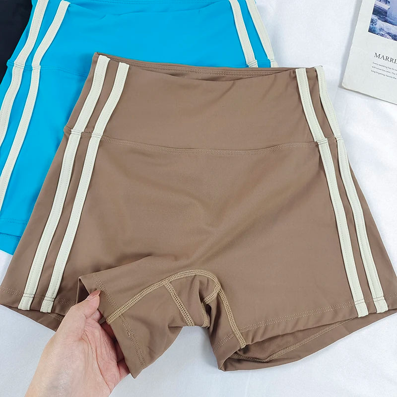 Women's High-Waisted Slim-Fit Yoga Shorts - Color-Block, Butt-Lifting, Breathable & Quick-Dry for Running, Training & Fitness