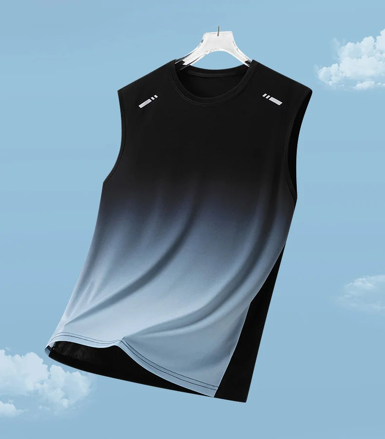 Summer Running Vest Men Contrasting Reflective Jogging Sports Sleeveless Coat Outdoor Breathable Elasticity Fitness Sportswear