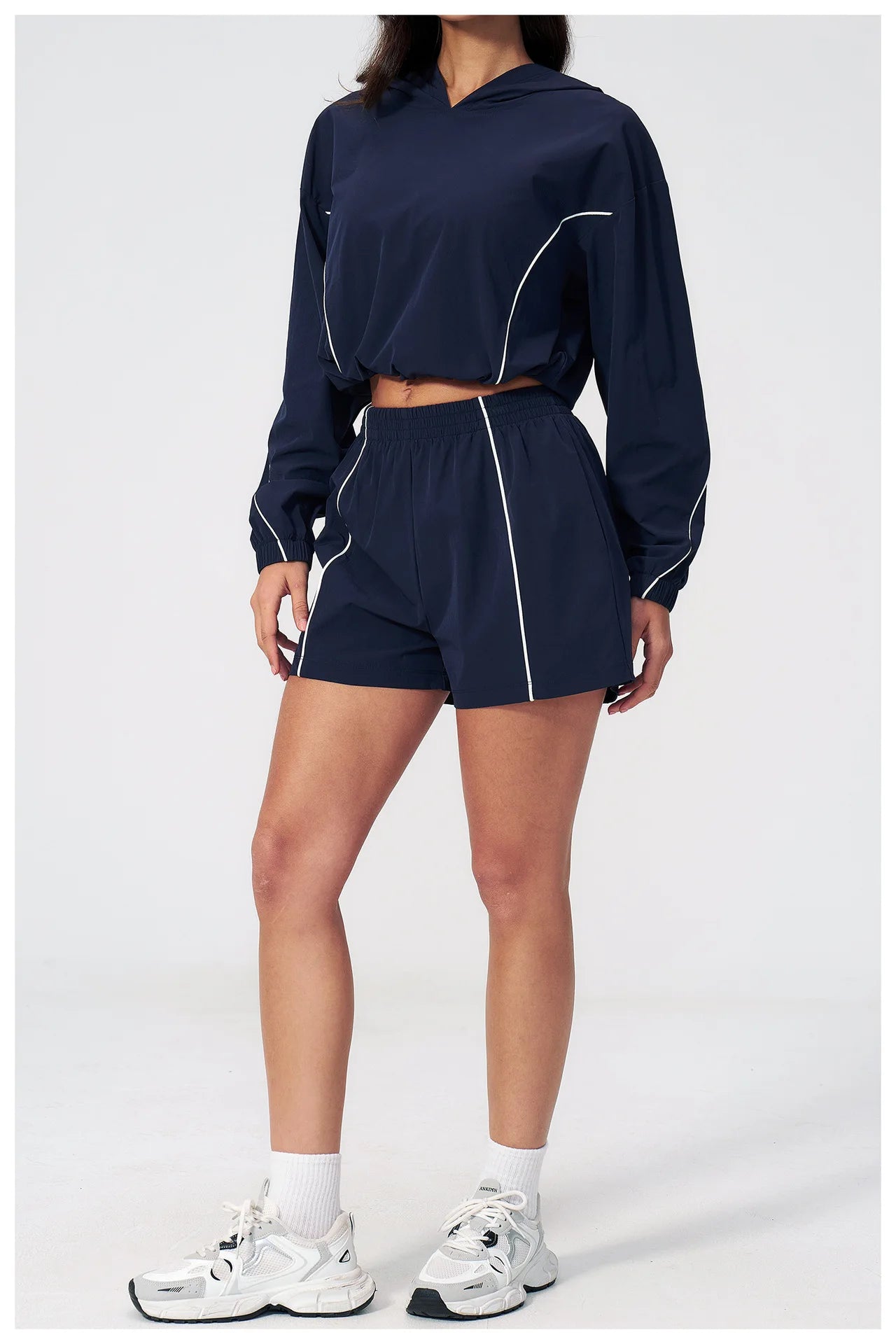 Summer Sunscreen Sports Set Women Zipper Windproof Hooded Sunscreen Fitness Set Yoga Outfits Female Outdoor Workout Cycling Set