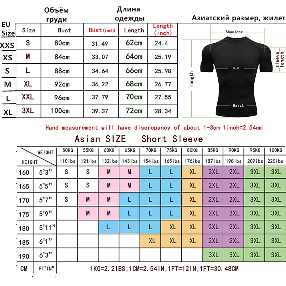 New Gym Short Sleeve Running T-Shirt Men's Compression Long Sleeve Shirt Sun Protection Quick Drying Sports Top Black Sportswear