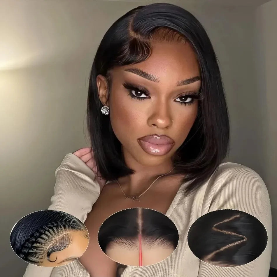 Wear And Go Glueless Bob Wig Human Hair Pre Plucked Pre Cut 5X5 Hd Transparent Lace Front Wigs For Women Straight Short Bob Wigs