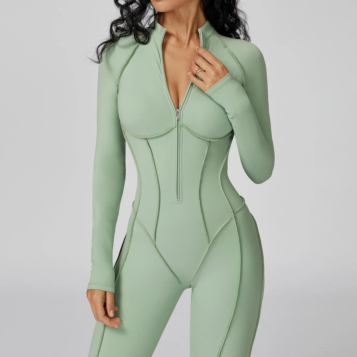New Autumn/Winter Women One-piece Seamless Yoga Jumpsuits leggings Long-sleeved Zipper Slim Fit Sports Fitness Outfit Tracksuits