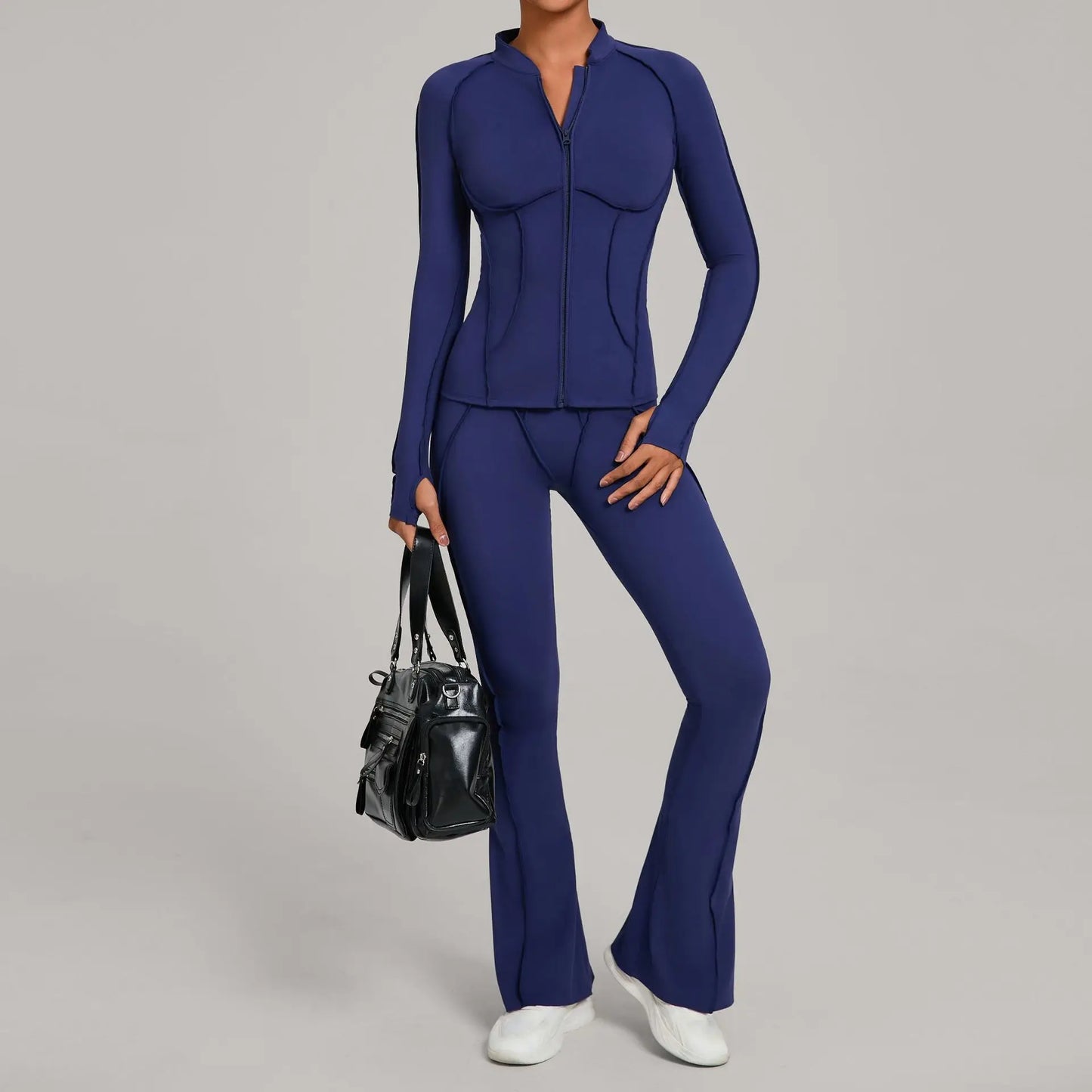 Seamless Yoga Sets Sports Fitness Hip-lifting High Waist Skinny Long-sleeved Suit Running Workout Gym Leggings Sets for Women