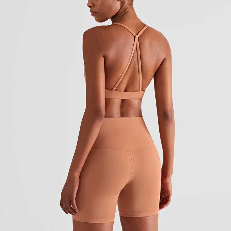 2024 New Yoga Shorts Sets Shockproof Vest High Waist Shorts Breathable Women's Tight Fitting Sports Yoga Sexy Crop Top Gym Set
