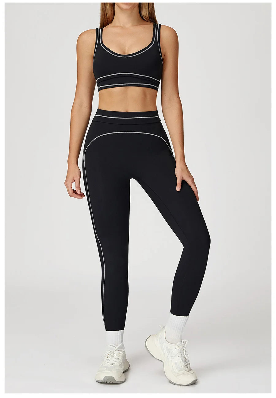 Women Yoga Set Tracksuit Sportswear Workout Athletic Wear Gym Vest Shorts Legging Fitness Bra Crop Top Long Sleeve Sports Suits