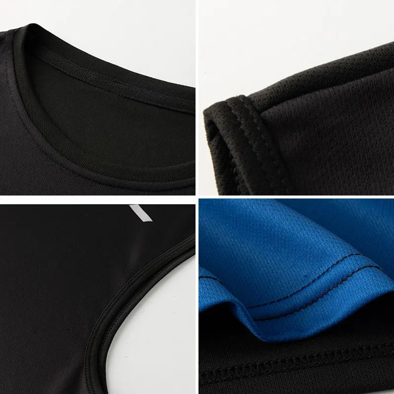 Summer Running Vest Men Contrasting Reflective Jogging Sports Sleeveless Coat Outdoor Breathable Elasticity Fitness Sportswear