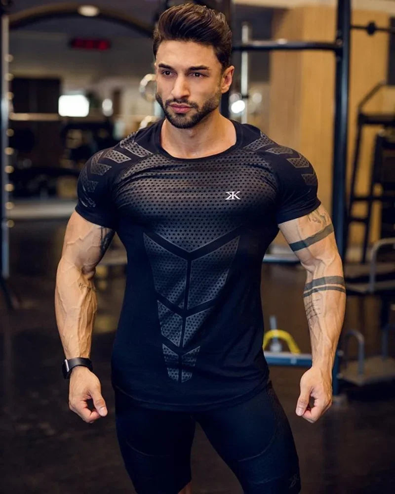 2026 Men Running Sports T-shirt Training Quick Dry Tight Short Sleeves Shirt Bodybuilding compress Fitness Tee Tops men Clothing