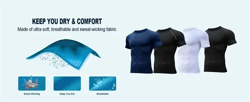 Summer Casual Run Compression T-Shirt Men Tops Bat Print Quick-Dry Fitness Gym Sportswear MMA Rashguard Jersey Workout Tee Male