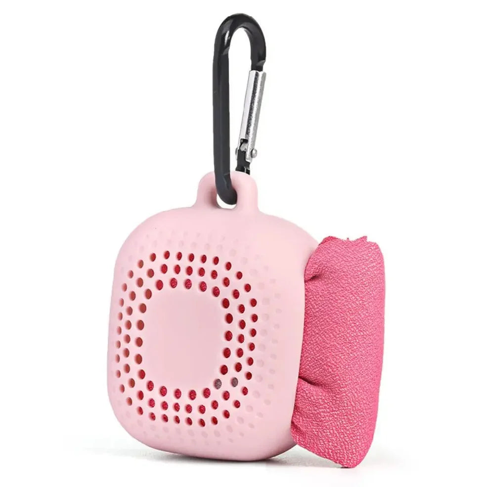 With Silicone Case Quick Drying Towel Pocket Super Absorbent Sports Towel Solid Color Portable Microfiber Towel