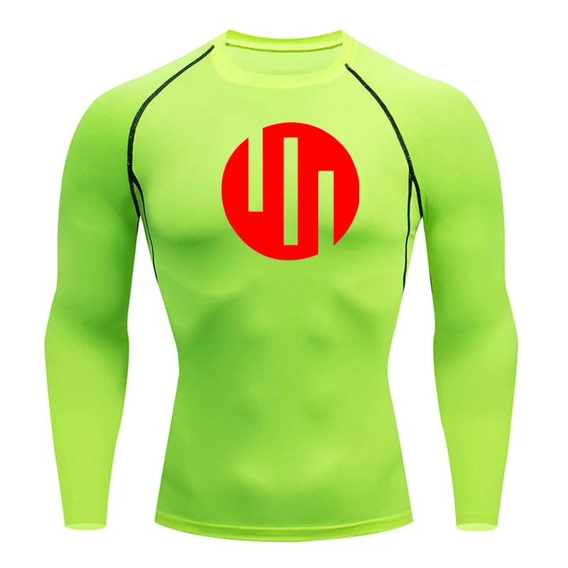 New Gym Short Sleeve Running T-Shirt Men's Compression Long Sleeve Shirt Sun Protection Quick Drying Sports Top Black Sportswear