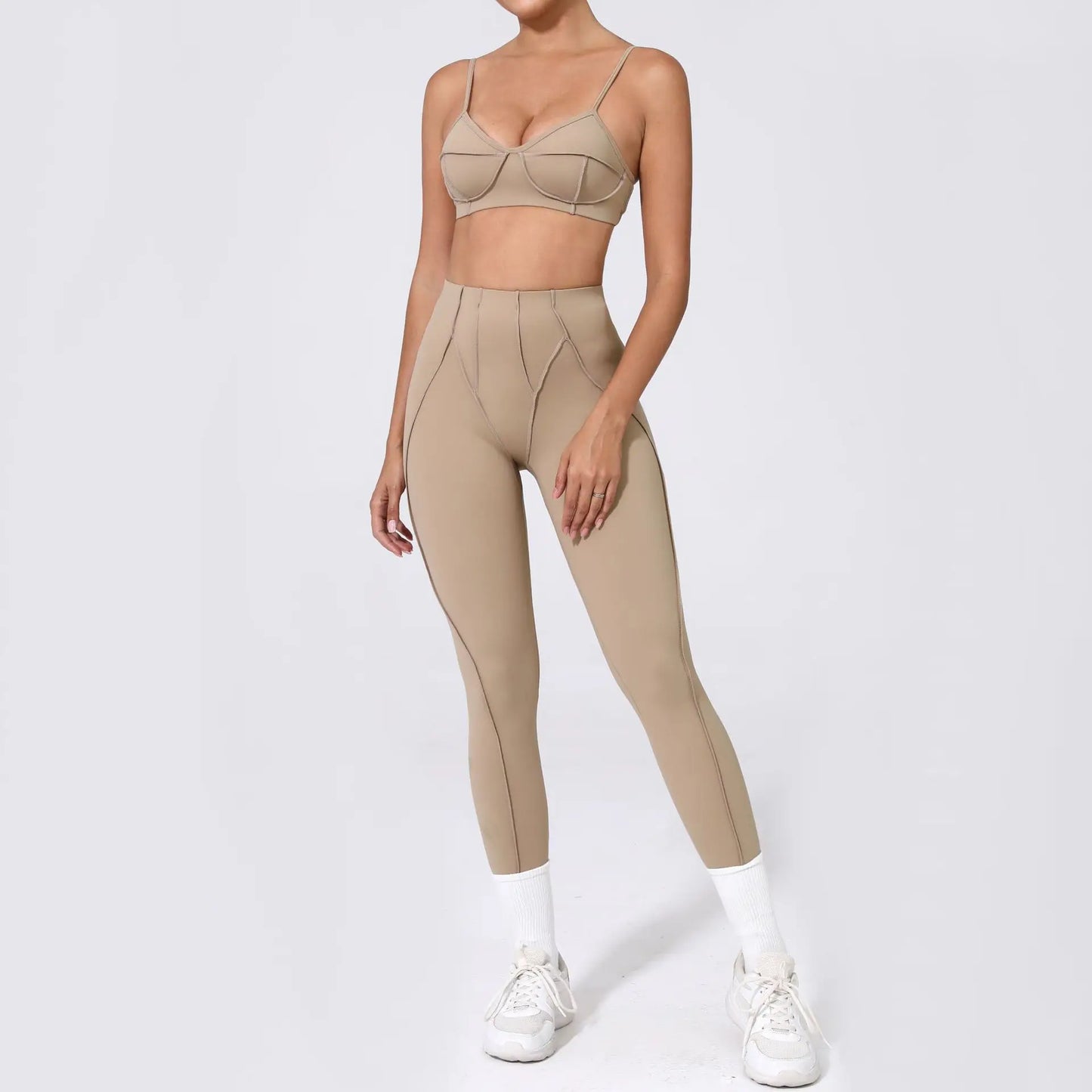 Seamless Yoga Sets Sports Fitness Hip-lifting High Waist Skinny Long-sleeved Suit Running Workout Gym Leggings Sets for Women