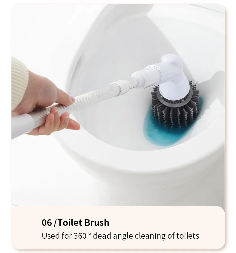 Electric Spin Scrubber Cordless Multi-Function Low Noise Electric Cleaning Brush Replaceable Brush Heads And Adjustable Handle