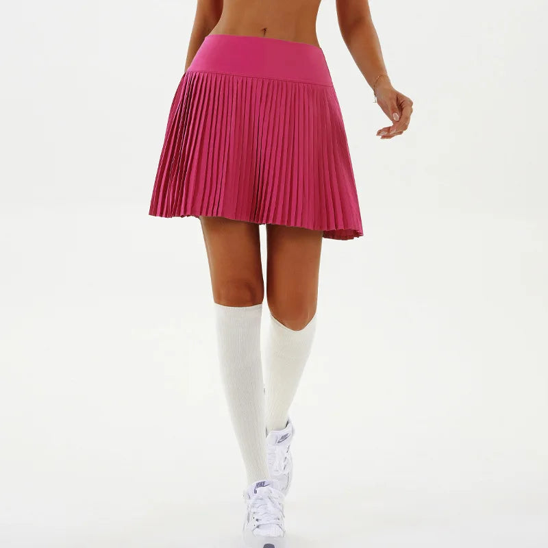 High Waist Women Tennis Pleated Skirt with Inner Lining High Waist Double Layer Design Sport Sexy Fitness Yoga Shorts Dancing